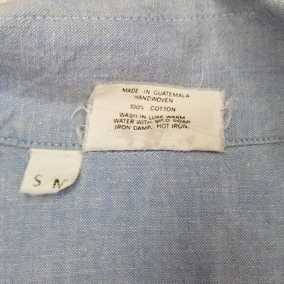 Vintage James Halbert button down shirt blue sz S/M handwoven made in Guatemala - Picture 7 of 7